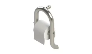 Invisia wall toilet paper roll holder in brushed stainless steel finish.