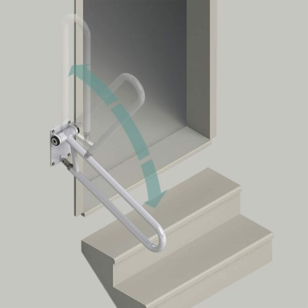 PT Rail Angled - Foldable Wall-Mounted Safety Rail for Stairs & Bath