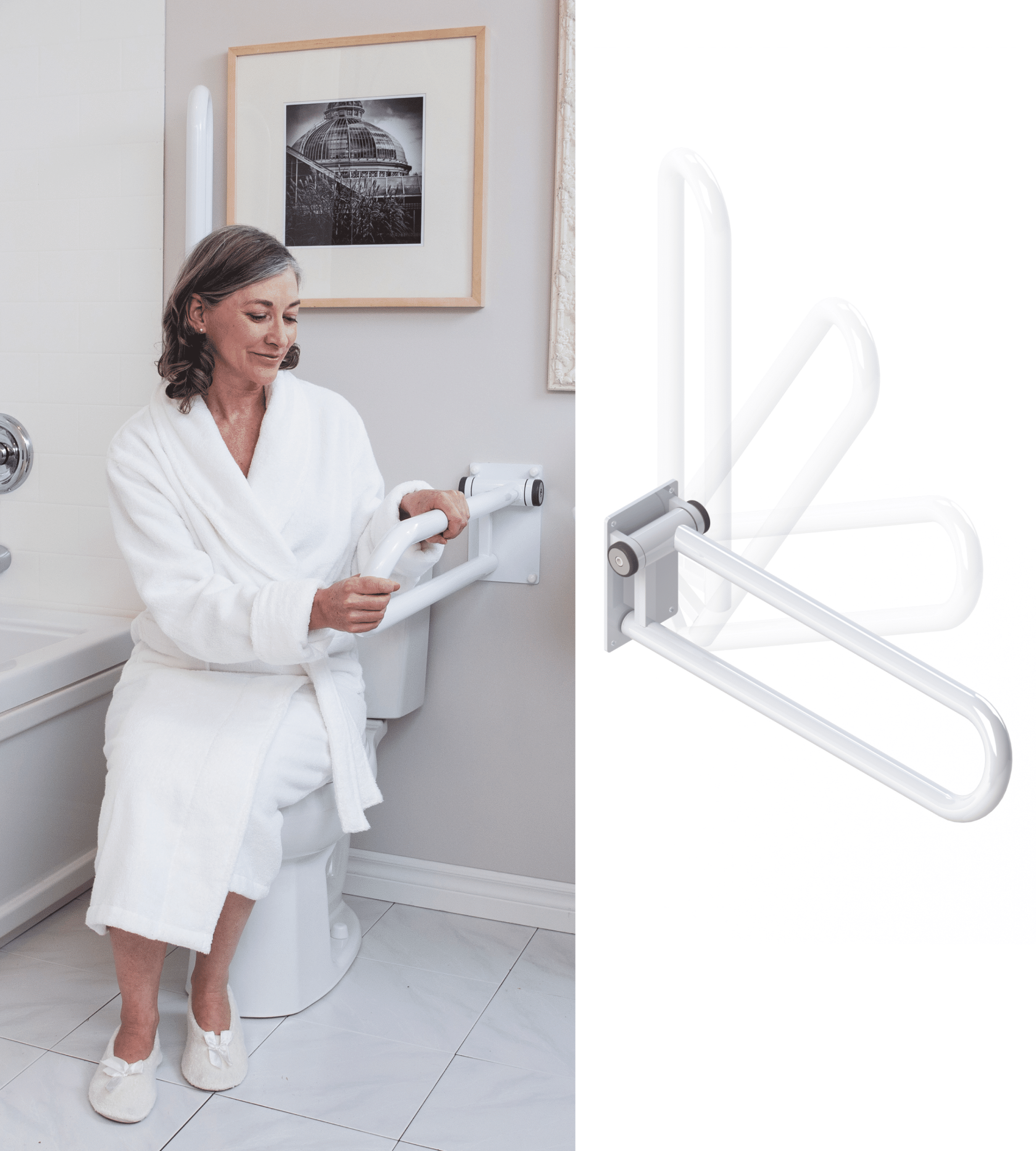 Wall Mounted Safety Handrails For Showers HealthCraft Products