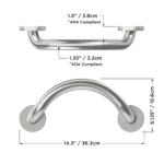 brushed stainless crescent bar dimensions