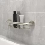 shampoo shelf with bottles
