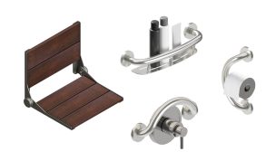 PLUS Bundle: Bamboo Shower Seat + 3x Grab Bars - Brushed