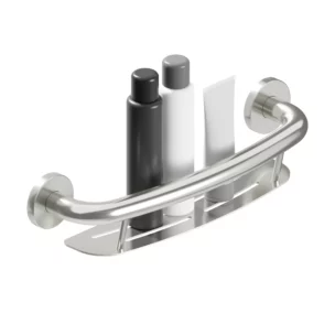 PLUS Shampoo Shelf 16" + Grab Bar - Brushed