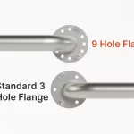 Showing the increased versatility of 9-hole flange vs standard 3-hole flange