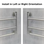 DependaBar installed on a wall shown in both left and right configurations